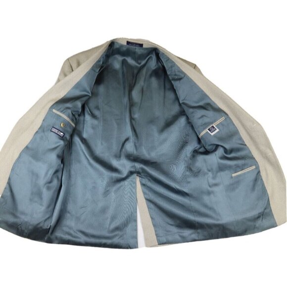 LANDS' END - MEN'S BEIGE SILK WOOL BLEND BLAZER JACKET - SIZE 42R - Picture 7 of 12